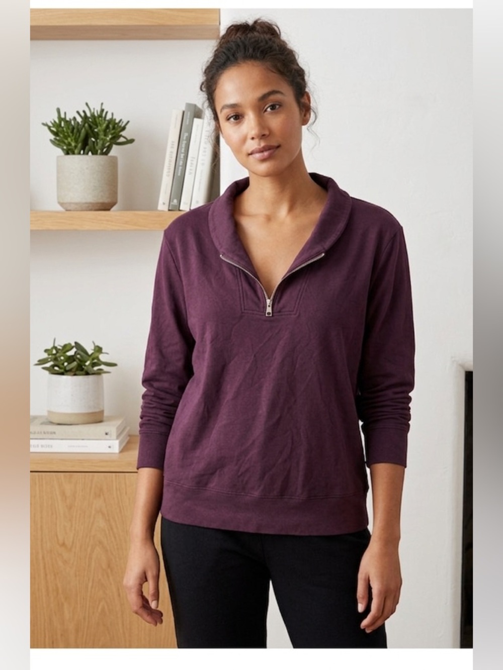 Softies Women's Quarter-Zip Pullover, Plum, Size XS